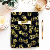 Monogram Navy Blue Gold Pineapple Notitieboek