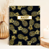Monogram Navy Blue Gold Pineapple Notitieboek