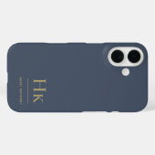 Monogram Navy Blue Gold Professional Elegant Case-Mate iPhone Case (Achterkant (horizontaal))