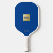 Monogram Navy Blue & Gold Square Pickleball Paddle (Voorkant)