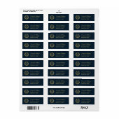 Monogram Navy Blue Gold Wreath Elegant Calligraphy Etiket (Full Sheet)