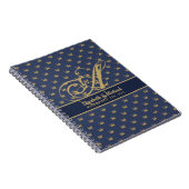 Monogram Navy Blue Gouden Kroon Koning Koningin NI Notitieboek (Rechterzijde)