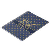 Monogram Navy Blue Gouden Kroon Koning Koningin NI Notitieboek (Linkerzijde)