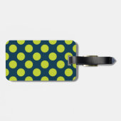 Monogram Navy Blue Green Chic Polka Dot Pattern Bagagelabel (Achterkant horizontaal)