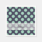 Monogram Navy Blue Mint Green Polka Dot Pattern Servetten (Voorkant)