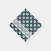 Monogram Navy Blue Mint Green Polka Dot Pattern Servetten (Hoek)