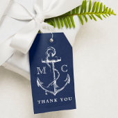 Monogram Navy Blue Nautical Anchor Dank je Cadeaulabel