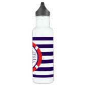 Monogram Navy Blue Nautical Water Fles (Rechts)
