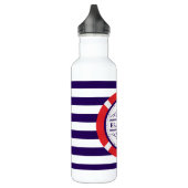 Monogram Navy Blue Nautical Water Fles (Links)