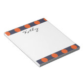 Monogram Navy Blue Oranje Chic Polka Dot Pattern Notitieblok (Schuin)