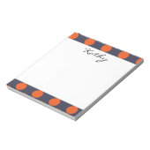 Monogram Navy Blue Oranje Chic Polka Dot Pattern Notitieblok (Linkerzijde)