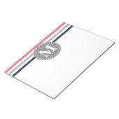 Monogram Navy Blue Pink Striped Pattern Notitieblok (Schuin)
