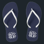 Monogram Navy Blue Preppy Teenslippers<br><div class="desc">NEEM IN DEZE VOLGORDE CONTACT OP MET ME VOORDAT U MET UW MONOGRAM-INITIALEN BEVESTIGT: EERSTE, LAATSTE, MIDDEN. Ik zal je monogram aanpassen en je de link naar bestelling per e-mail sturen. Wacht tot ik de link met het aangepaste ontwerp heb verstuurd. Cute preppy flip sandals gepersonaliseerd met een aangepast wijnscript...</div>