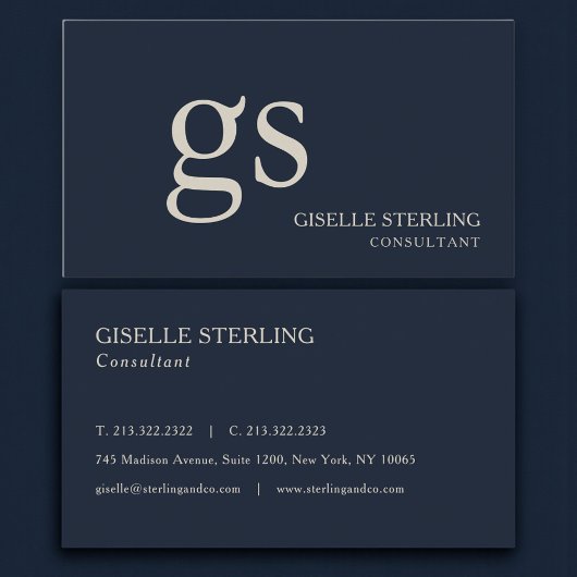 Monogram Navy Blue Professioneel Visitekaartje