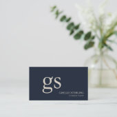 Monogram Navy Blue Professioneel Visitekaartje (Staand voorkant)