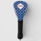 Monogram Navy Blue Quatrefoil Golfheadcover (Voorkant)