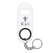 Monogram Navy Blue Seahorse Nautical Mini Flessenopener (Achterkant)