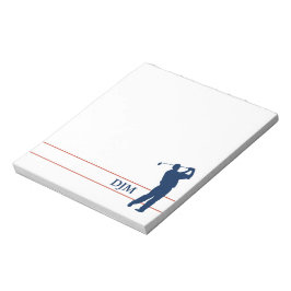 Monogram Navy Blue Silhouette Golfer Notitieblok