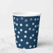 Monogram Navy Blue Silver Glitter Dot Pattern Papieren Bekers (Achterkant)