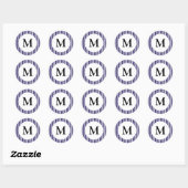 Monogram Navy Blue Stripe Preppy Ronde Sticker (Vel)