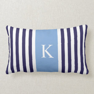 Monogram Navy Blue Stripes Kussen