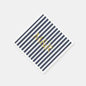 Monogram Navy Blue Stripes Striped Wedding Servet (Hoek)