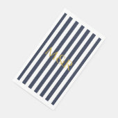 Monogram Navy Blue Stripes Striped Wedding Servet (Hoek)