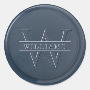 Monogram Navy Blue Wax Seal Sticker