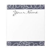 Monogram Navy Blue Whimsical Ikat Floral Pattern Notitieblok (Voorkant)