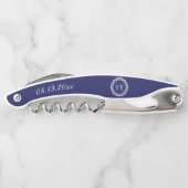 Monogram Navy Blue White Best Man Wedding Kurkentrekker (Achterkant)