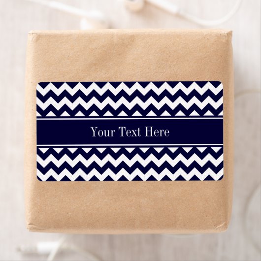Monogram Navy Blue White Chevron Navy Etiket (Insitu)