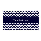 Monogram Navy Blue White Chevron Navy Etiket (Voorkant)