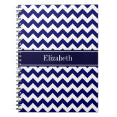Monogram Navy Blue White Chevron Navy Notitieboek (Voorkant)