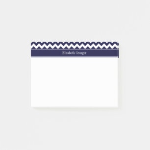 Monogram Navy Blue White Chevron Navy Post-it® Notes