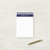 Monogram Navy Blue White Chevron Navy Post-it® Notes (Op bureau)