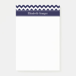 Monogram Navy Blue White Chevron Navy Post-it® Notes