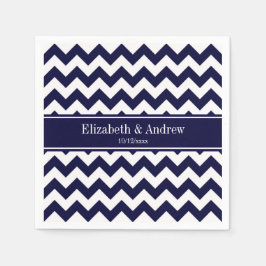 Monogram Navy Blue White Chevron Navy Servetten