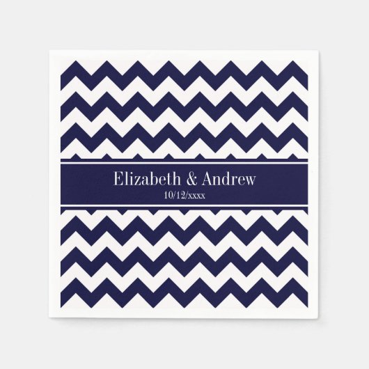 Monogram Navy Blue White Chevron Navy Servetten (Voorkant)
