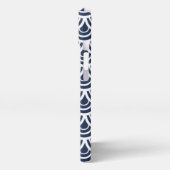 Monogram Navy Blue & White Fishscale Pattern iPhone Hoesje (Linkerkant)