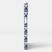 Monogram Navy Blue & White Fishscale Pattern iPhone Hoesje (Rechterkant)