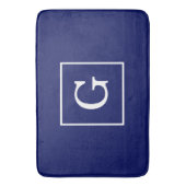 Monogram Navy Blue White Initiaal Badmat (Voorkant Verticaal)
