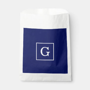 Monogram Navy Blue White Initiaal Bedankzakje