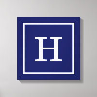 Monogram Navy Blue White Initiaal