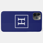 Monogram Navy Blue White Initiaal Case-Mate iPhone Case (Achterkant (horizontaal))