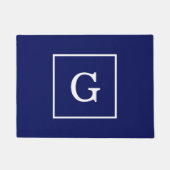 Monogram Navy Blue White Initiaal Deurmat (Voorkant)