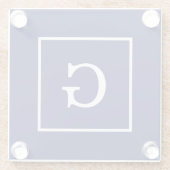 Monogram Navy Blue White Initiaal Glazen Onderzetter (Achterkant)