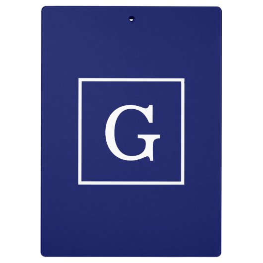 Monogram Navy Blue White Initiaal Klembord (Achterkant)