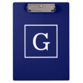 Monogram Navy Blue White Initiaal Klembord (Voorkant)