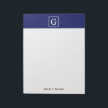 Monogram Navy Blue White Initiaal Notitieblok<br><div class="desc">Navy Blue en White Framed Initiaal Monogram A stijlvolle vaste achtergrond met een witte omlijste zone voor uw monogram, naam of andere tekst. U kunt de tekstdoopvont ook veranderen, de doopvontgrootte en de kleur veranderen, de tekst bewegen, enz. Als je dit ontwerp in andere kleuren zou willen zien, laat dan...</div>