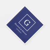 Monogram Navy Blue White Initiaal Servetten (Hoek)